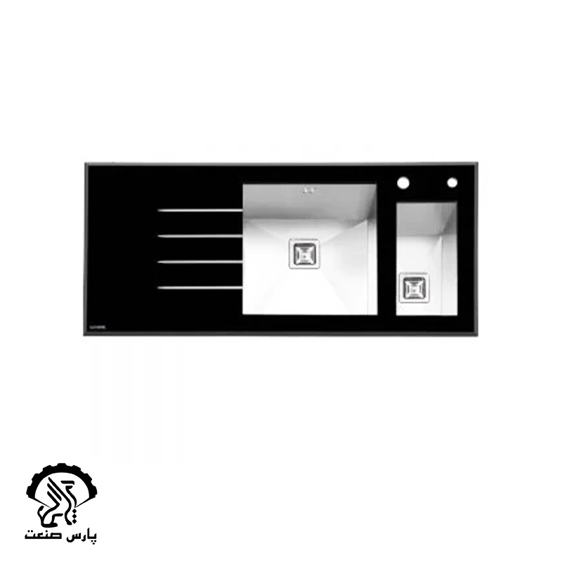 8023-iliasteel-sink-450x300 سینک توکار شیشه ای دو لگن ایلیا استیل کد 8023 - Image 1