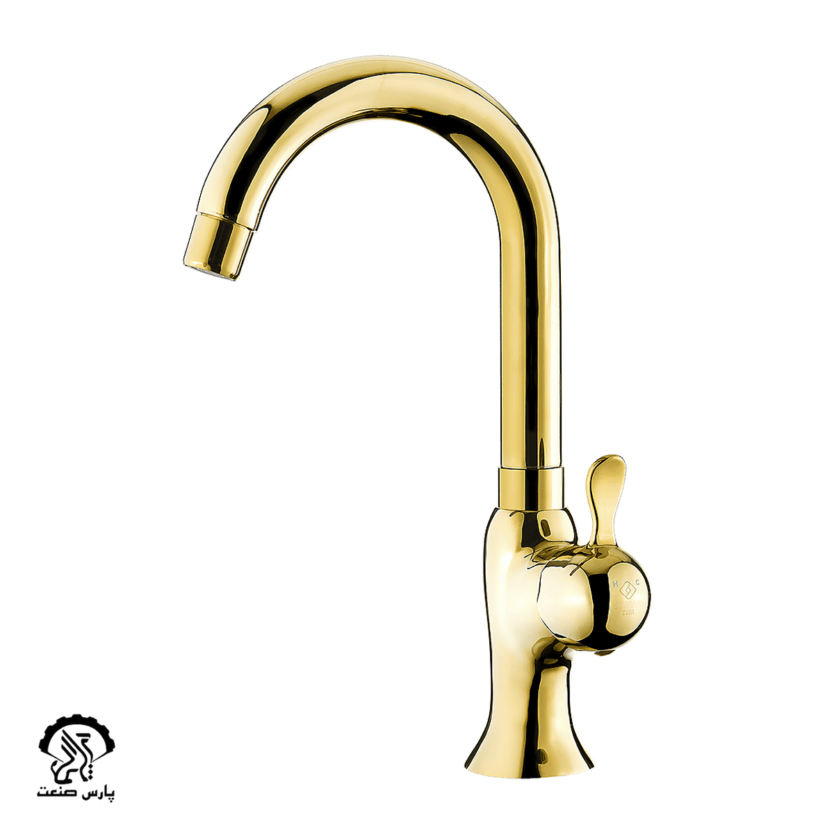 faucet-gold-tall-basinmixer-kavian-tida شیر روشویی متحرک کاویان مدل تیدا طلایی - Image 1