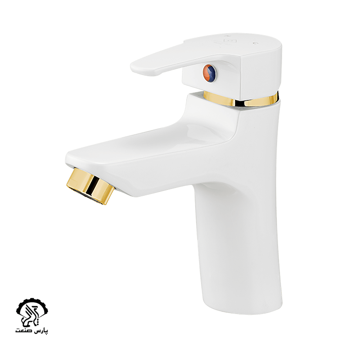 faucet-white-gold-basinmixer-kavian-anita شیر روشویی کاویان مدل آنیتا سفید-طلایی - Image 1