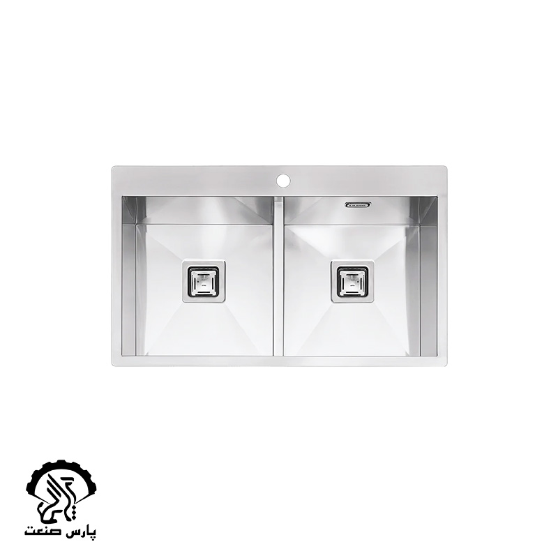 iliasteel-sink-6017-8 سینک توکار دو لگن ایلیا استیل کد 6017 - Image 1