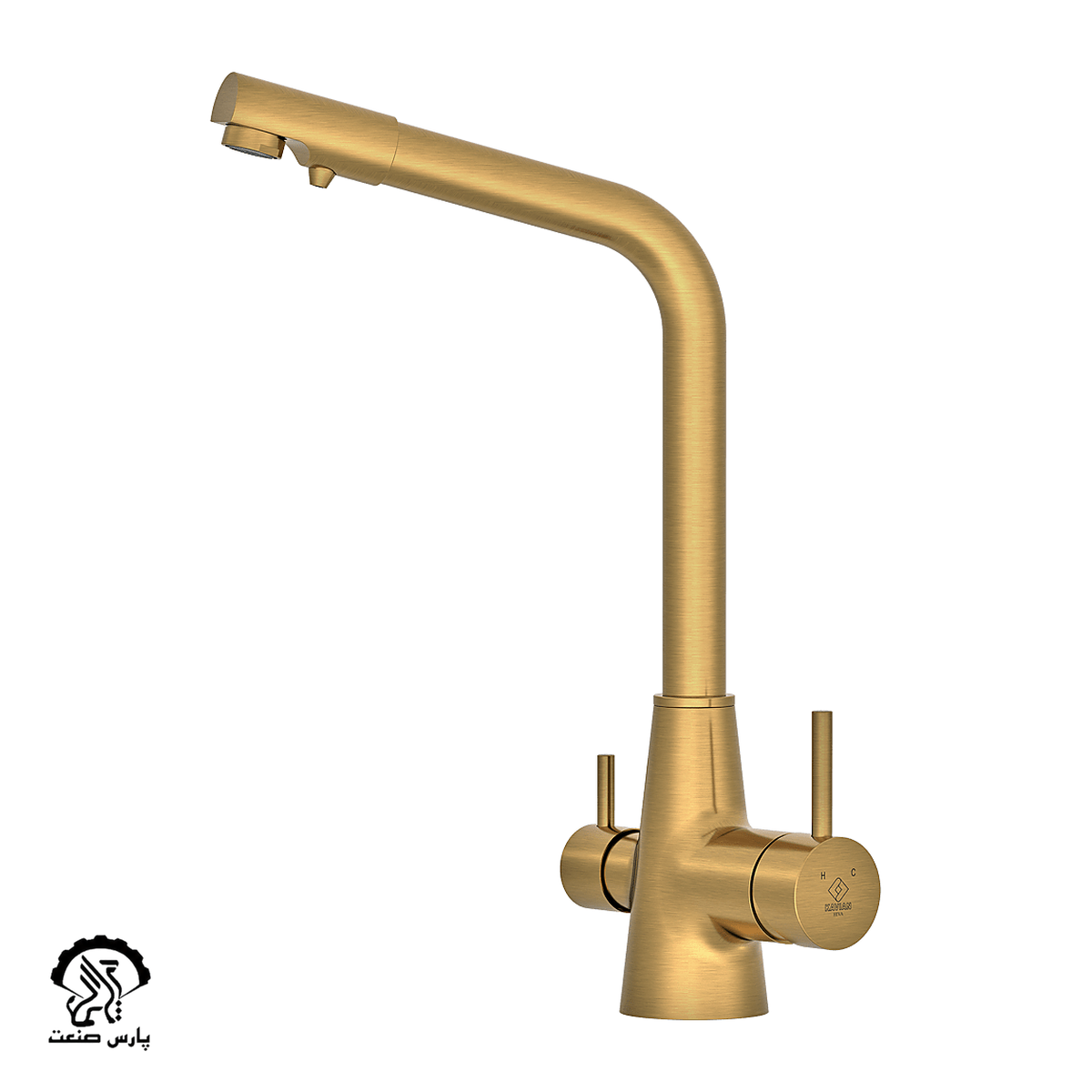 kavian-faucet-dual sinkmixer-hiva-mattegold شیر ظرفشویی دوکاره کاویان مدل هیوا طلایی مات - Image 1