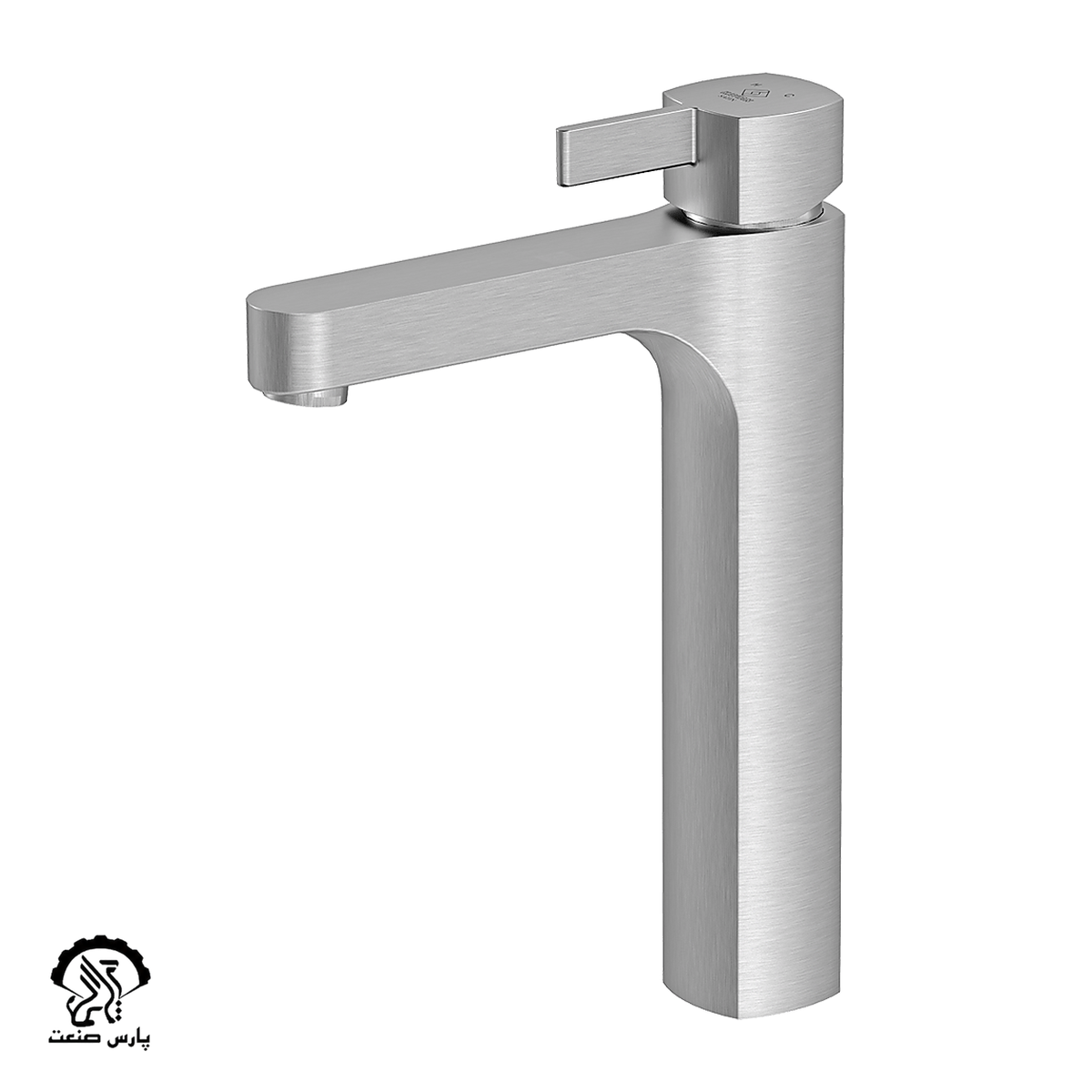 kavianfaucet-gold matte-tall basin mixer-steel شیر روشویی پایه بلند کاویان مدل ساتین استیل - Image 1