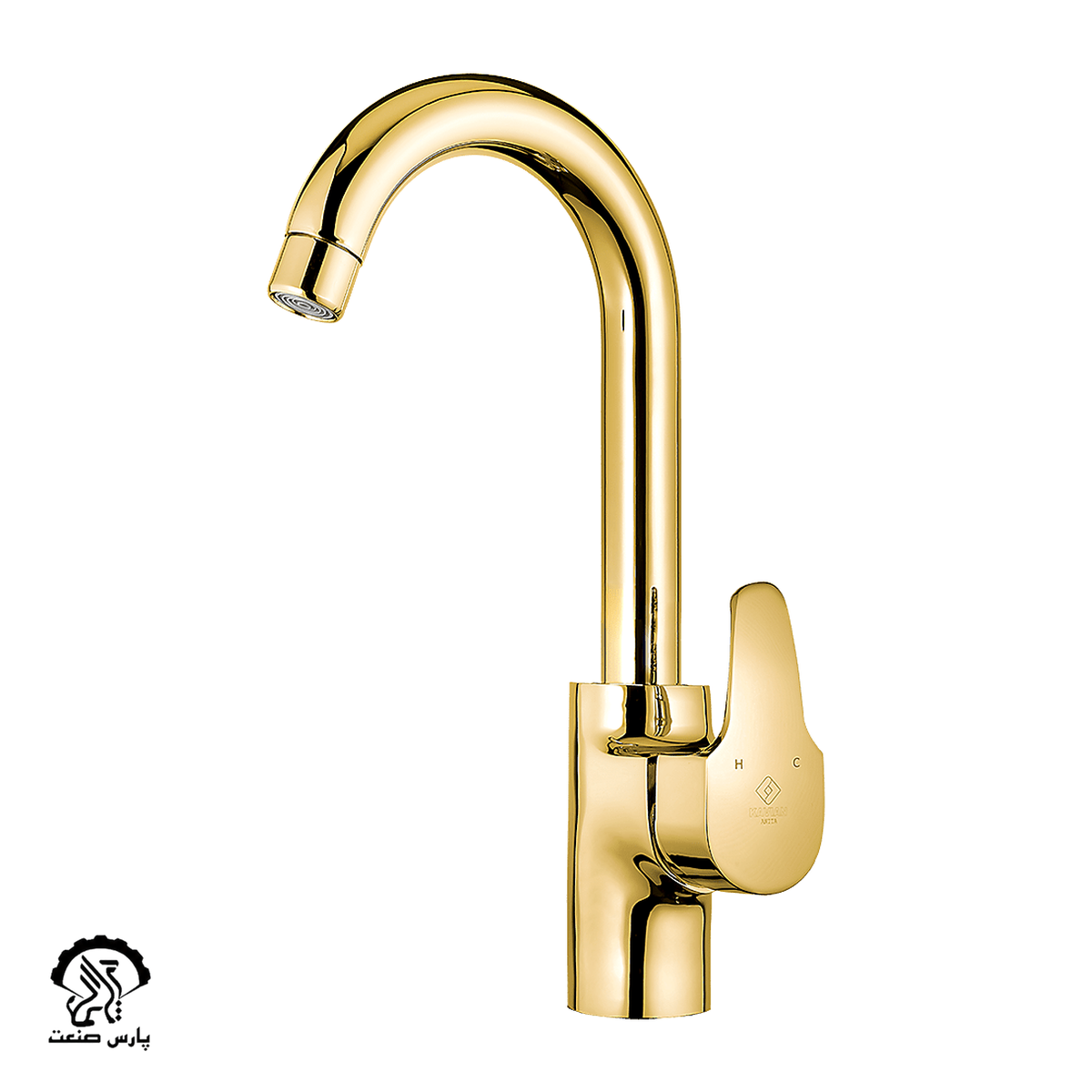 kavianfaucet-gold-swivel-basin mixer-anita شیر روشویی متحرک کاویان مدل آنیتا طلایی - Image 1