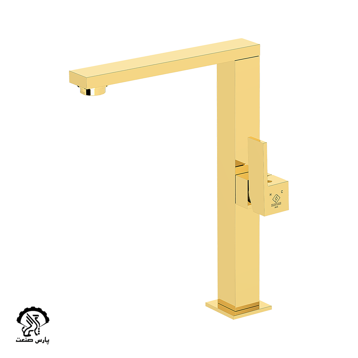 kavianfaucet-gold-tall basin mixer-asa شیر روشویی پایه بلند کاویان مدل آسا طلایی - Image 1