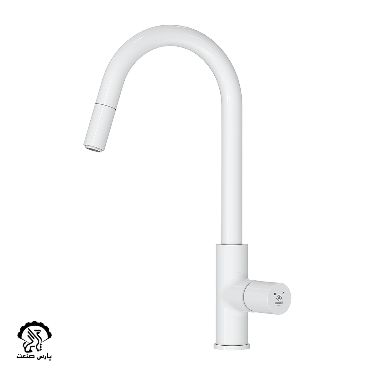 kavianfaucet-white-pullout- sinkmixer-lara plus شیر ظرفشویی شاوری کاویان مدل لارا پلاس سفید - Image 1