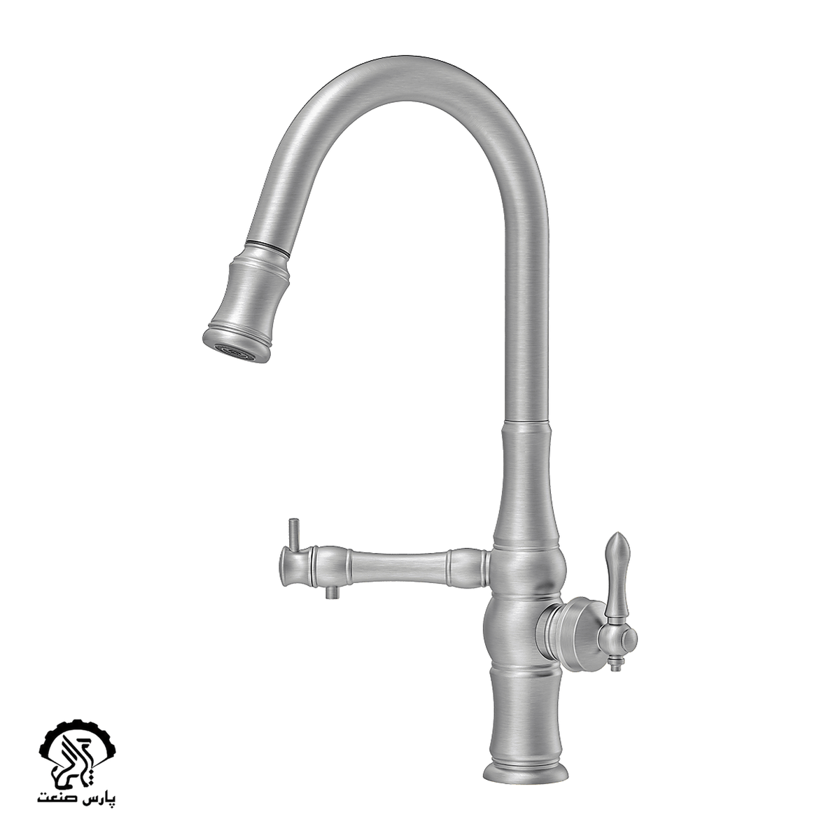 steel-faucet-dualflow-pullout-sinkmixer-kaviantaps-arnika شیر ظرفشویی شاوری تصفیه دار کاویان مدل آرنیکا استیل - Image 1