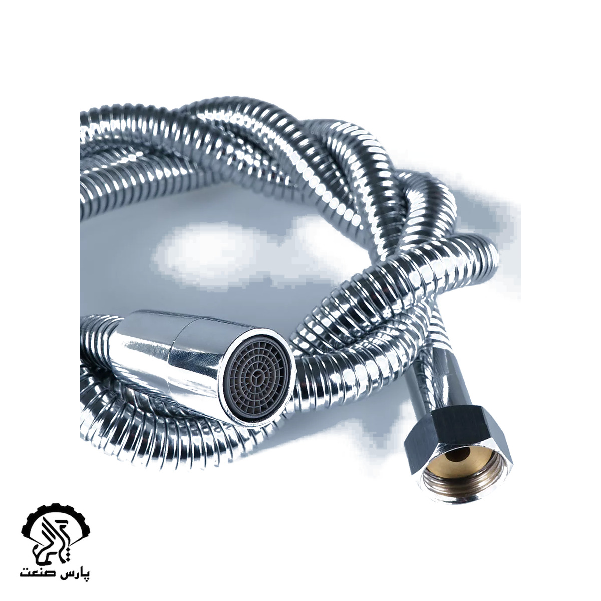 DSC01726 شیلنگ توالت استیل کششی با اتصالات تمام برنجی + کروم تکتا - Image 1