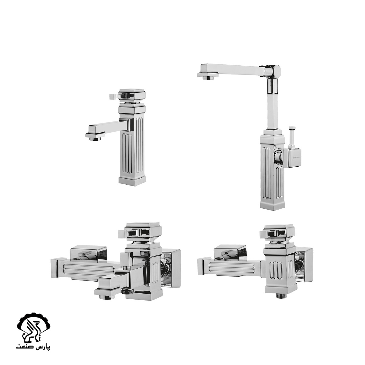 aloni-set-chrome ست شیرآلات آلونی کروم دوان - Image 1