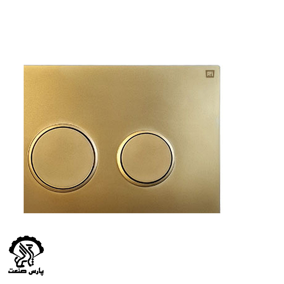 fti-flush-plate-circular-111 کلید تخلیه فلاش تانک توکار فلاش تانک ایران کد 111 مدل گرد رنگ طلایی مات - Image 1