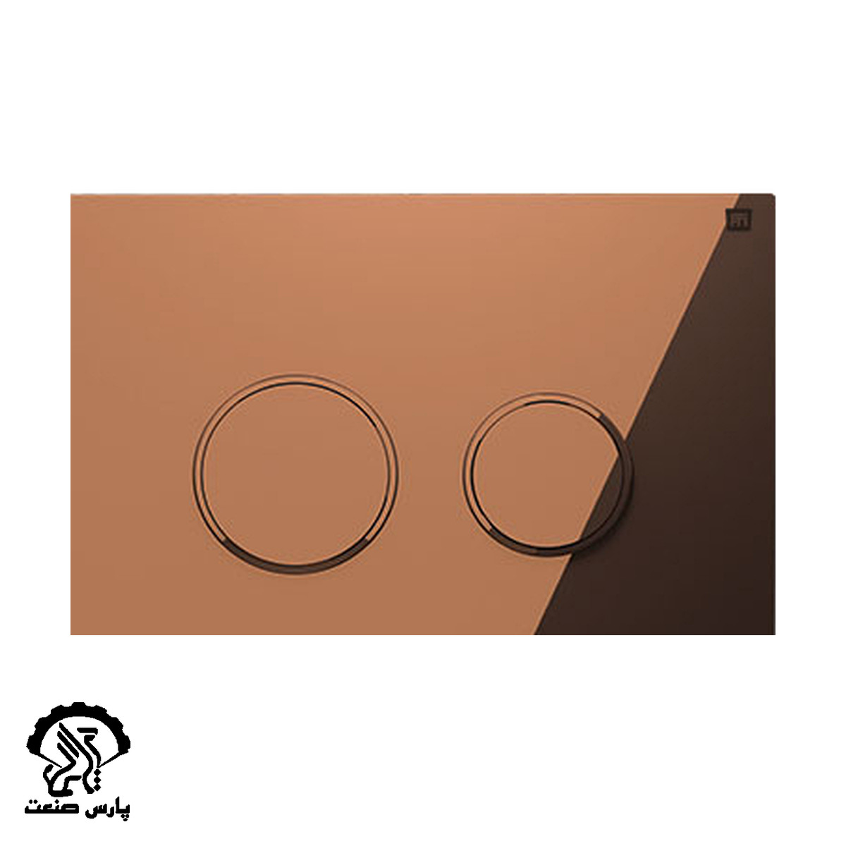 fti-flush-plate-circular-19 کلید تخلیه فلاش تانک توکار فلاش تانک ایران کد 19 مدل گرد رنگ رزگلد براق - Image 1