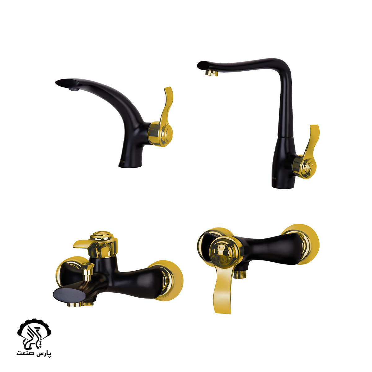gelaz-set-golden-black ست شیرآلات گلاز مشکی طلایی دوان - Image 1