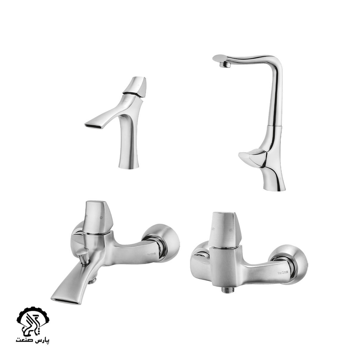 pazh-set-chrome-matte ست شیرآلات پاژ کروم مات دوان - Image 1