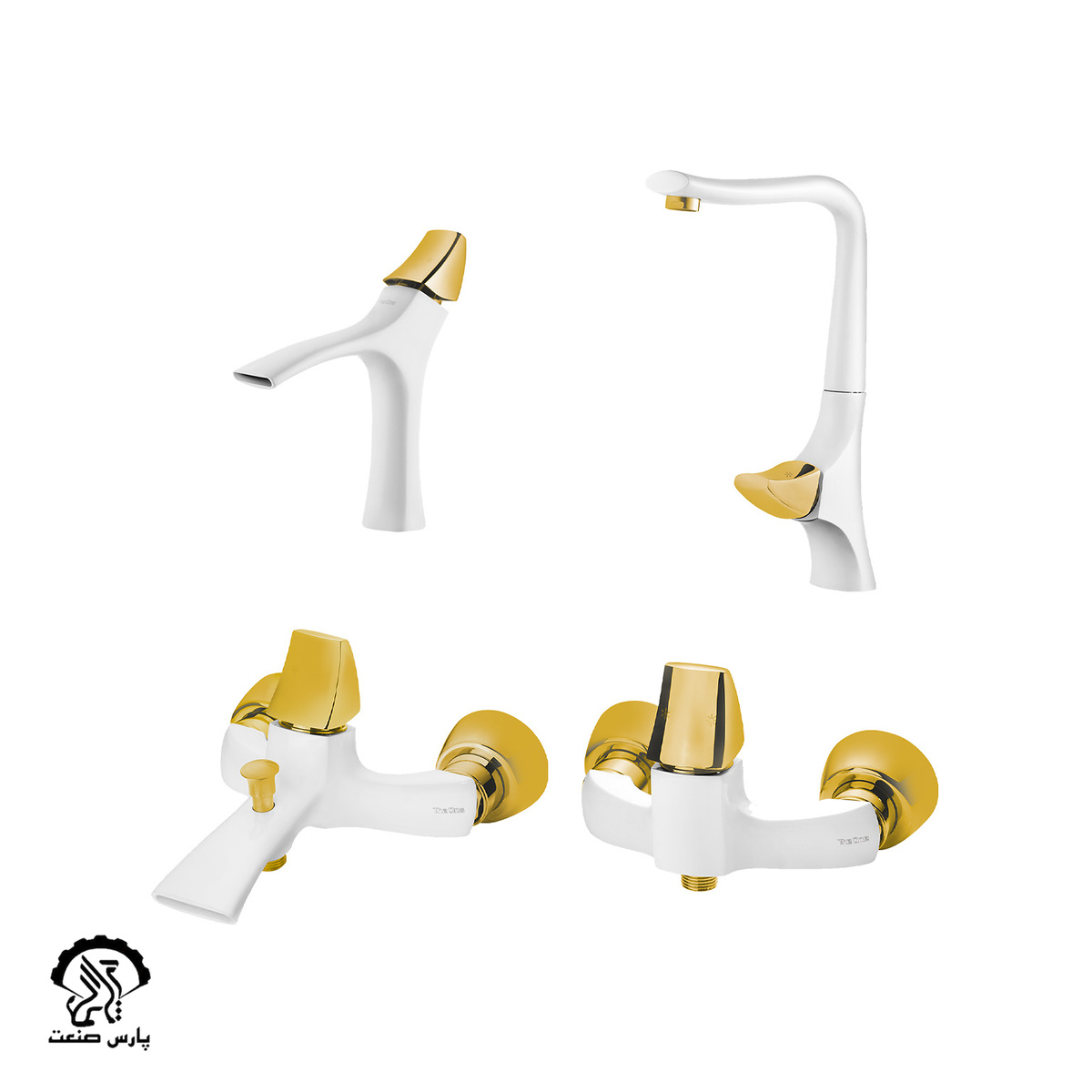 pazh-set-golden-white ست شیرآلات پاژ سفید طلایی دوان - Image 1