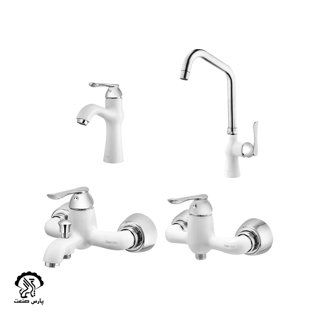 rameh-set-chrome-white ست شیرآلات رامه سفید کروم دوان - Image 1