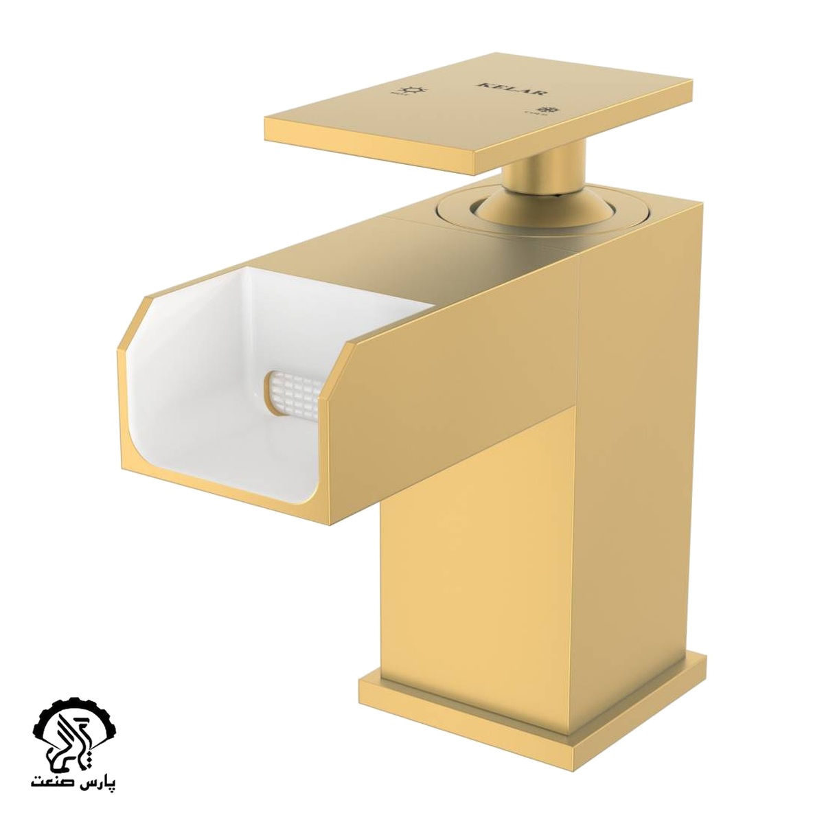 rooshooe-Abshari-flat-GOLD-MATTE-1-uai-1032x1032-1 شیر روشویی فلت آبشاری 99 طلایی مات کلار - Image 1