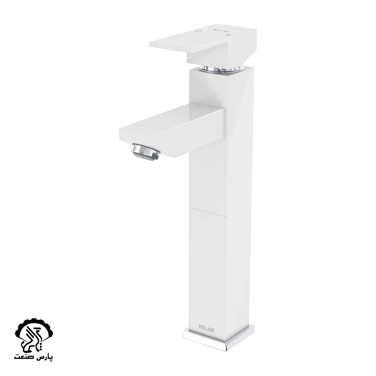 rooshooee-bolan-flat-CHROME-WHITE-uai-1032x1032-1 شیر روشویی بلند فلت سفید کلار - Image 1