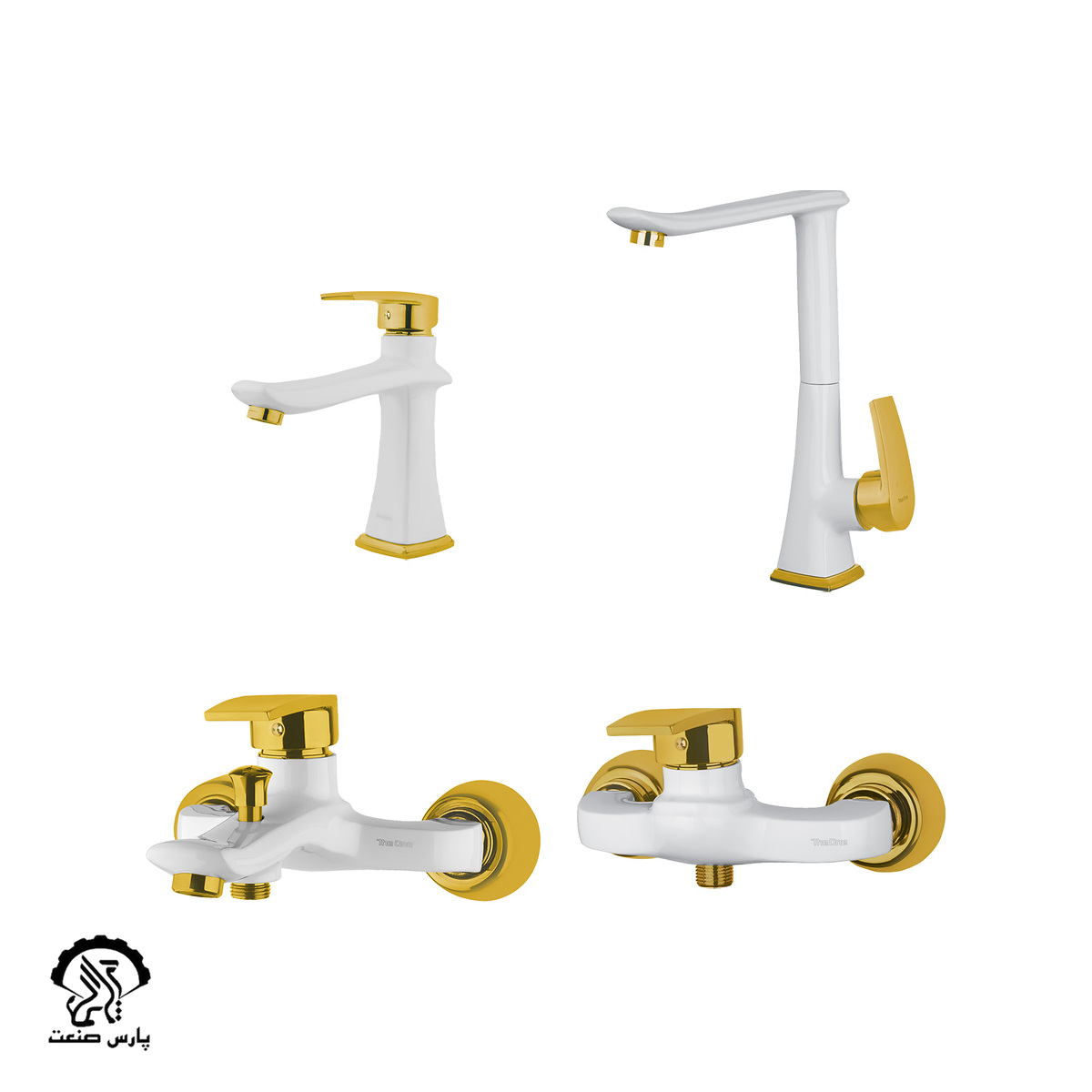 trifa-set-golden-white ست شیرآلات تریفا سفید طلایی دوان - Image 1