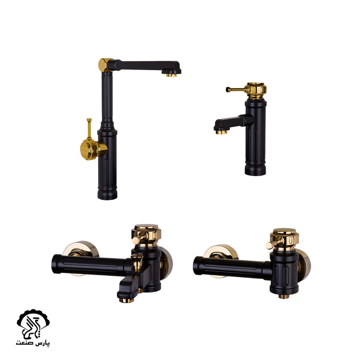 zelan-set-black-golden ست شیرآلات زلان مشکی طلایی دوان - Image 1